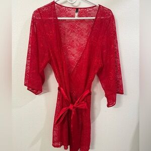 Blush Lingerie Spanish Red Lace Kimono